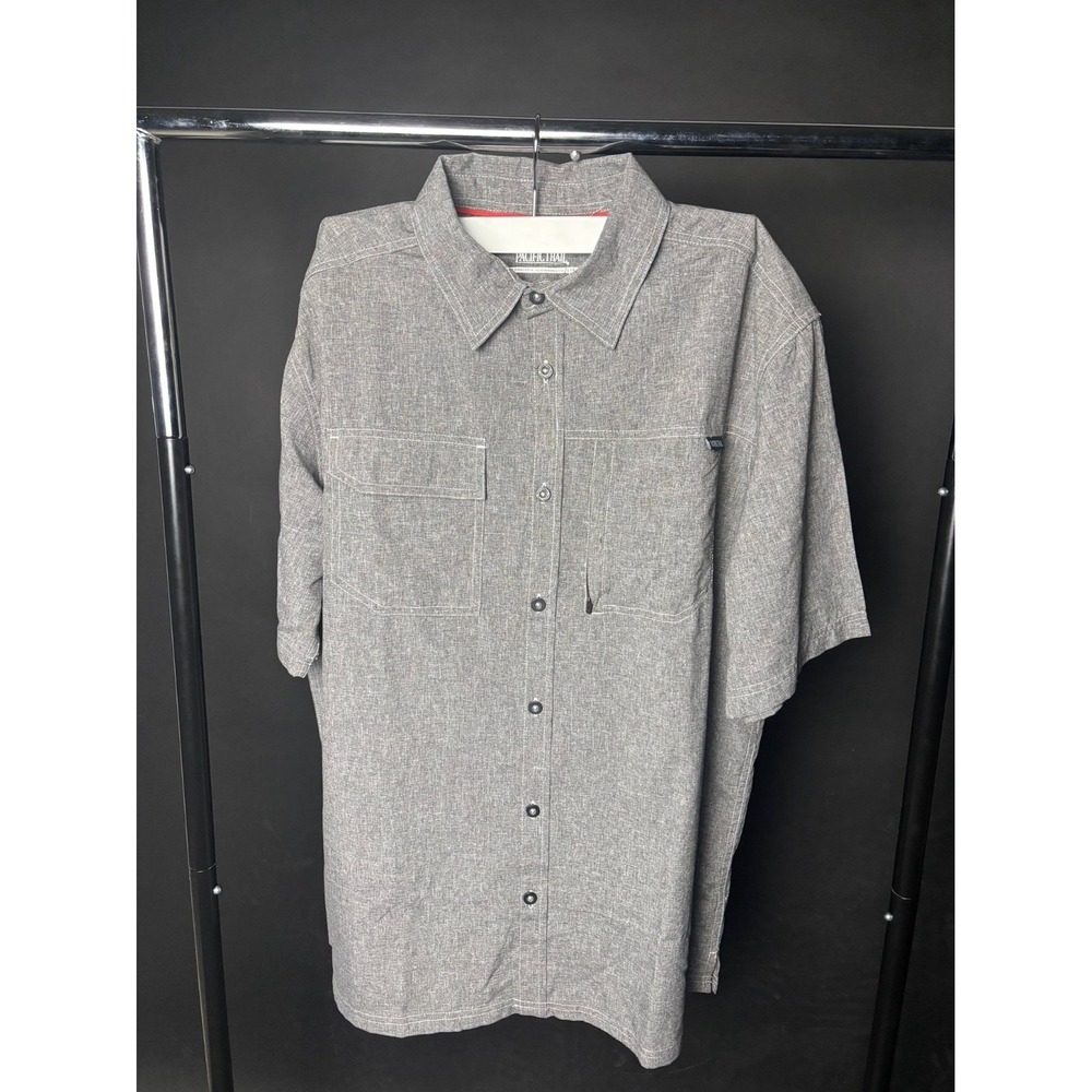 Pacific Trail Shirt Men's Large Gray Double Patch Pockets Short Sleeve Button-Up